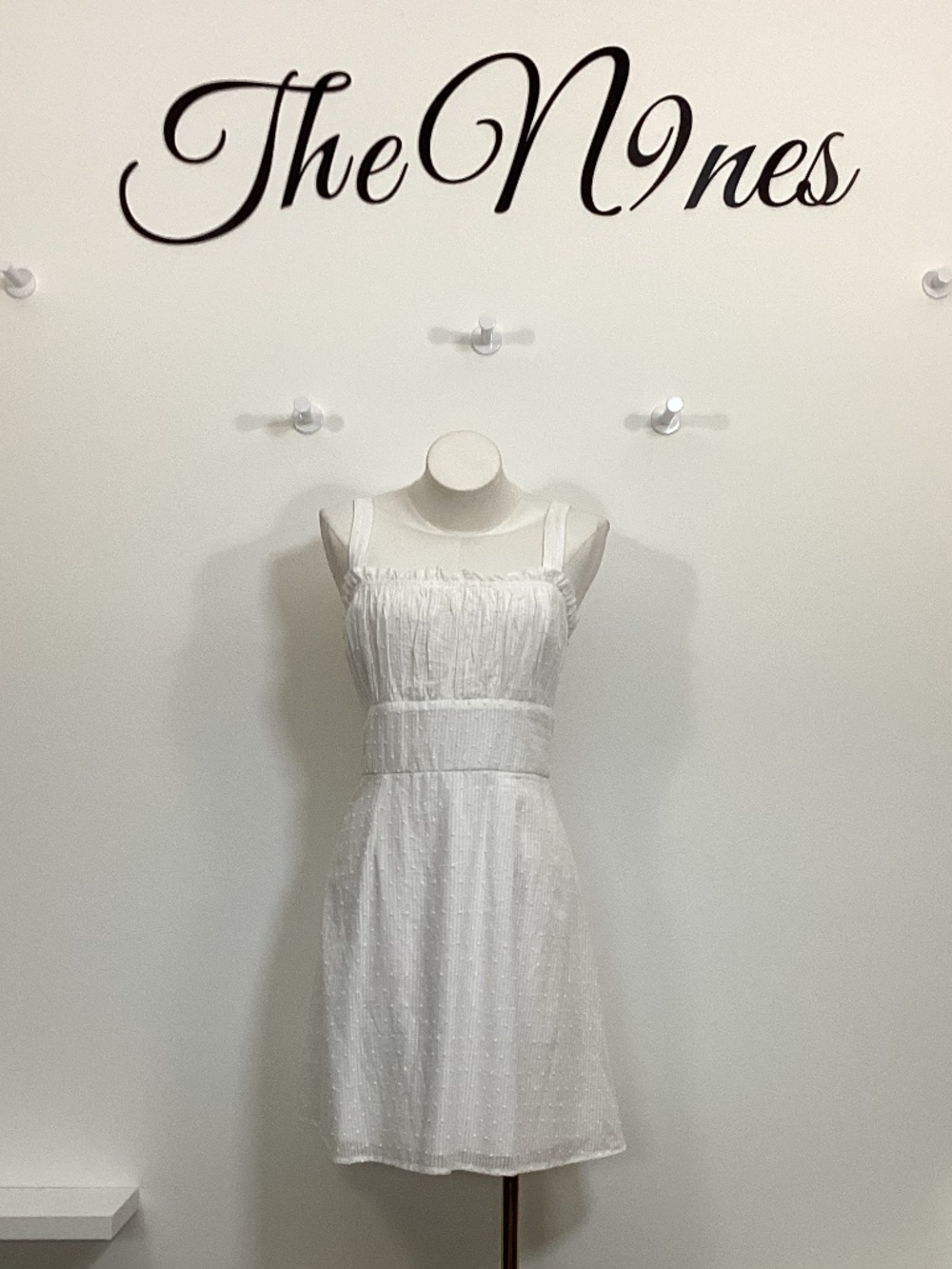 ROW A White Smocked, Lined Swiss Dot Mini Sundress NWT XL